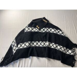 COCO + CARMEN Cowl Neck Knit Poncho one size Cozycore Vineyard Aztec Modern Boho